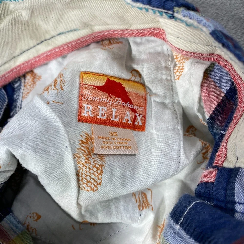 Tommy Bahama Relax Shorts Plaid Seersucker Mens 35  Linen Cotton Beach Coastal